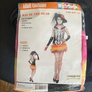 Day of the Dead Adult Costume with Dress, Gloves, and Hat